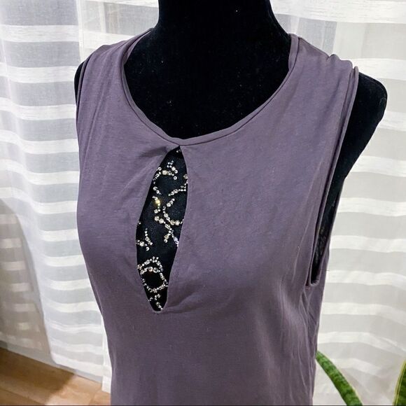 3.1 Phillip Lim Rhinestone Luxury Jersey Keyhole Dress Dusty Purple Small - Picture 3 of 4